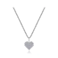 Sterling Silver 16"-18" Adjustable Cubic Zirconia Heart Pendant