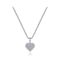 Sterling Silver 16"-18" Adjustable Cubic Zirconia Heart Pendant