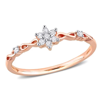 Julianna B Rose Plated Sterling Silver Diamond Promise Ring