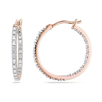 Julianna B Rose Plated Sterling Silver 0.25CTW Diamond Hoop Earrings