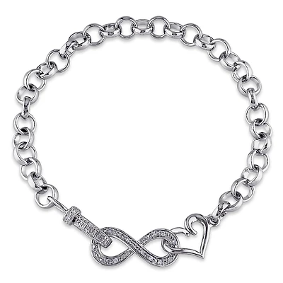 Julianna B Sterling Silver Diamond Link Infinity Bracelet
