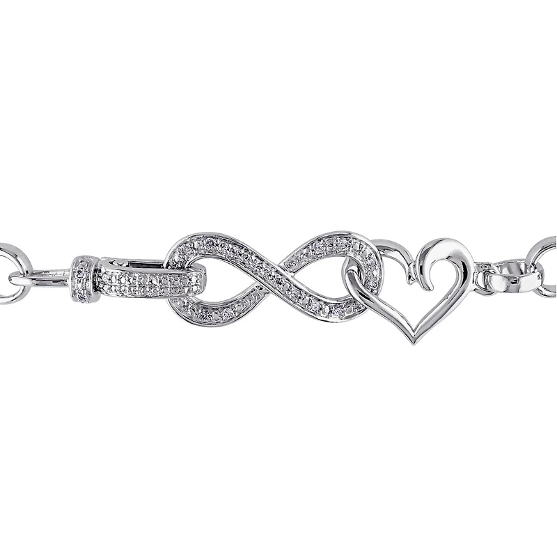 Julianna B Sterling Silver Diamond Link Infinity Bracelet