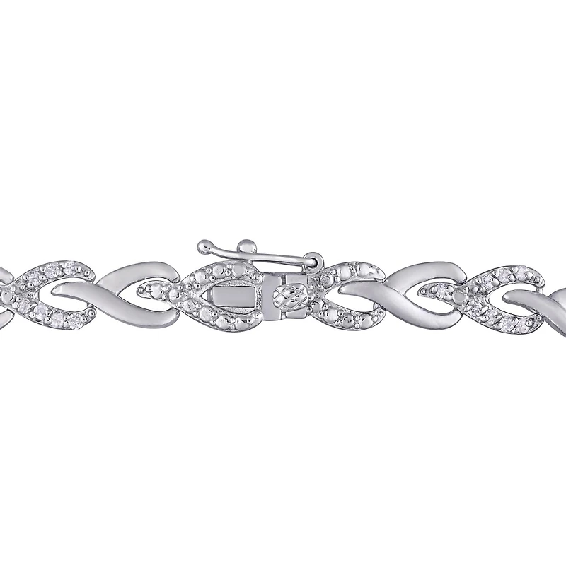 Julianna B Sterling Silver 1.00CTW Diamond Link Bracelet