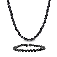 Julianna B Sterling Silver 1.48CTW Black Diamond Necklace & Bracelet Set