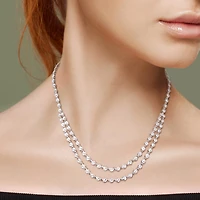 Julianna B Sterling Silver 0.98CTW Diamond Double Layer Tennis Necklace