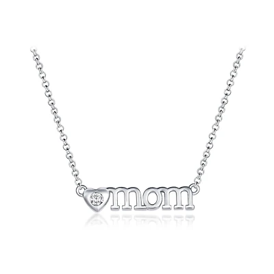 Sterling Silver Cubic Zirconia 19" Mom Necklace