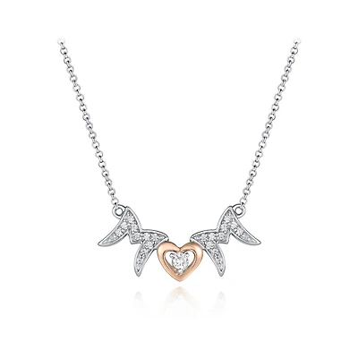 Sterling Silver Rose Plated Cubic Zirconia 19" Mom Necklace