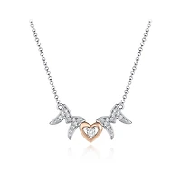 Sterling Silver Rose Plated Cubic Zirconia 19" Mom Necklace