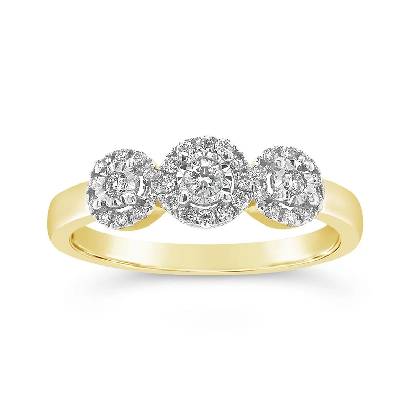 10K Yellow Gold 0.25CTW Canadian Diamond Three-Stone Ring