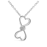 Sterling Silver Diamond Double Heart Pendant