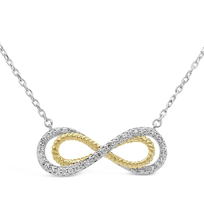 Sterling Silver and 10K Yellow Gold 0.11CTW Diamond Infinity Necklace