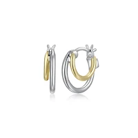 Elle Simpatico Gold Plated 14mm Double Layer Hoop Earrings