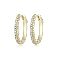 Elle Stardust Gold Plated 20mm Hoop with 3 Rows of Cubic Zirconia