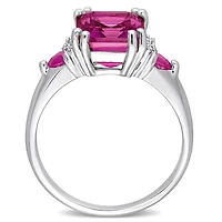 Julianna B Sterling Silver Pink Topaz, Ruby & Diamond Ring
