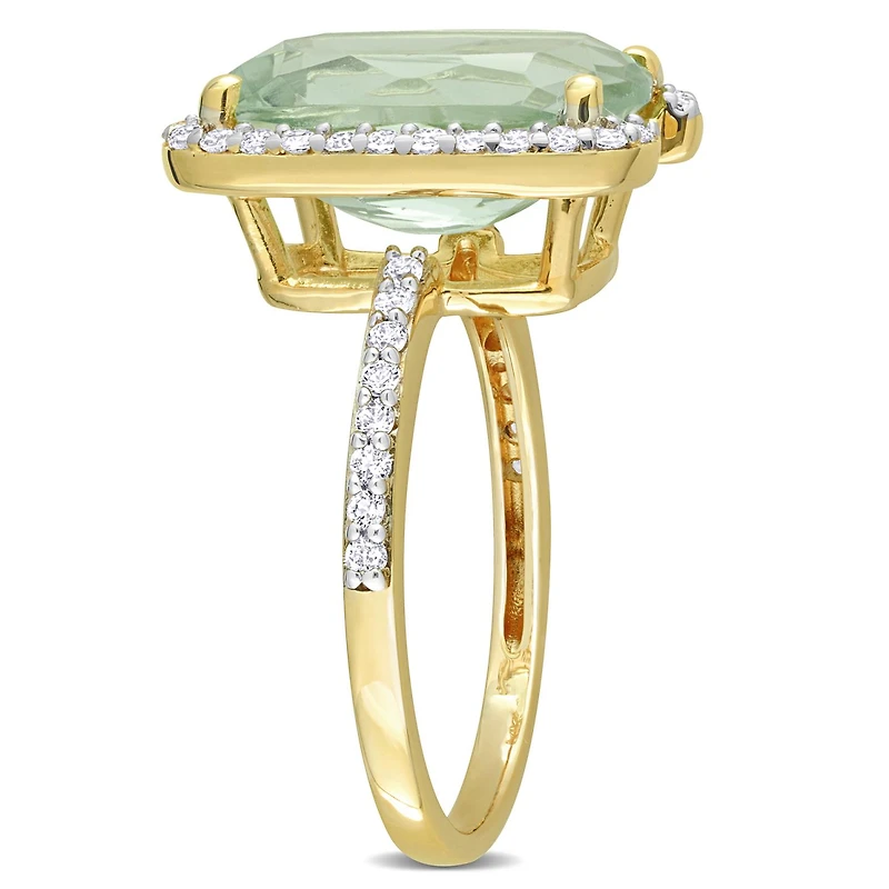 Julianna B Sterling Silver Yellow Plated Green Quartz and White Topaz Ring