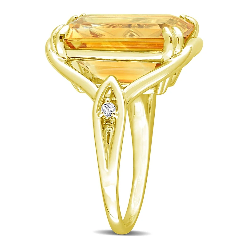 Julianna B Sterling Silver Yellow Plated Citrine and White Topaz Ring