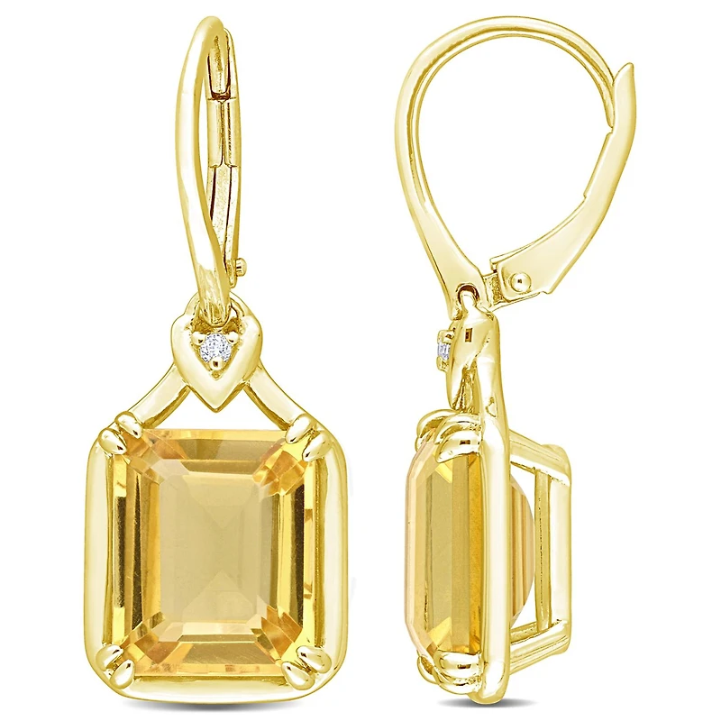 Julianna B Sterling Silver Yellow Plated Citrine and White Topaz Earrings