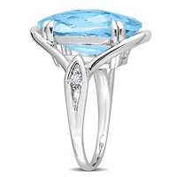 Julianna B Sterling Silver Sky Blue Topaz and White Ring