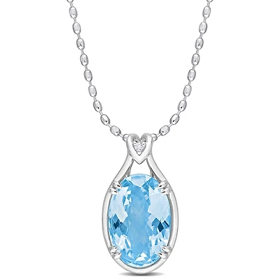 Julianna B Sterling Silver Sky Blue Topaz and White Topaz Necklace