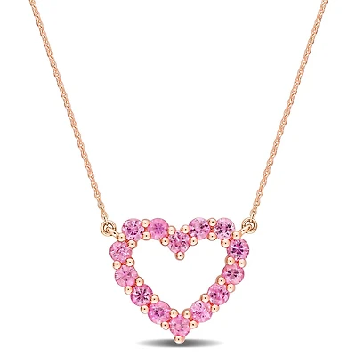 Julianna B 10K Rose Gold Pink Sapphire Heart Pendant 17