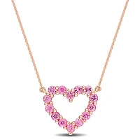 Julianna B 10K Rose Gold Pink Sapphire Heart Pendant 17