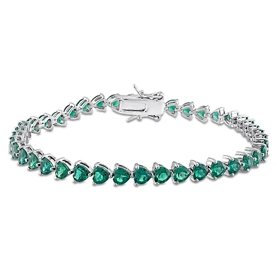 Julianna B Sterling Silver Created Emerald Bracelet 7.5