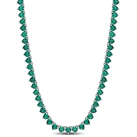 Julianna B Sterling Silver Created Emerald Tennis Necklace 18