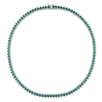 Julianna B Sterling Silver Created Emerald Tennis Necklace 18