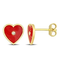 Julianna B Sterling Silver Yellow Plated Created White Sapphire Enamel Earrings