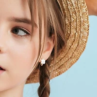 Julianna B Sterling Silver Yellow Plated Created White Sapphire Enamel Earrings