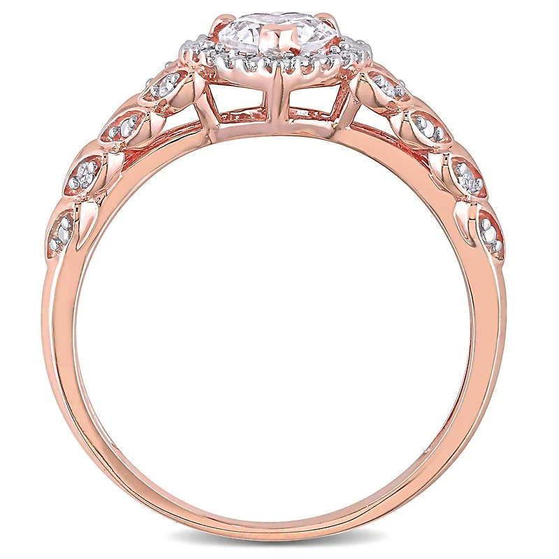 Julianna B 10K Rose Gold Created White Sapphire and Diamond Heart Ring