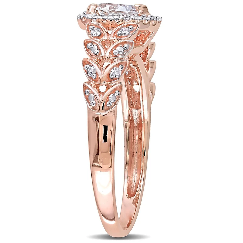Julianna B 10K Rose Gold Created White Sapphire and Diamond Heart Ring
