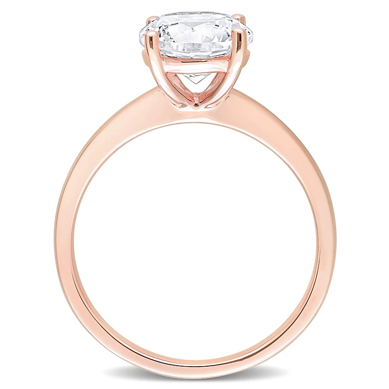 Julianna B 10K Rose Gold Created White Sapphire Solitaire Ring