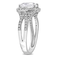 Julianna B 10K White Gold Created Sapphire and Diamond Ring