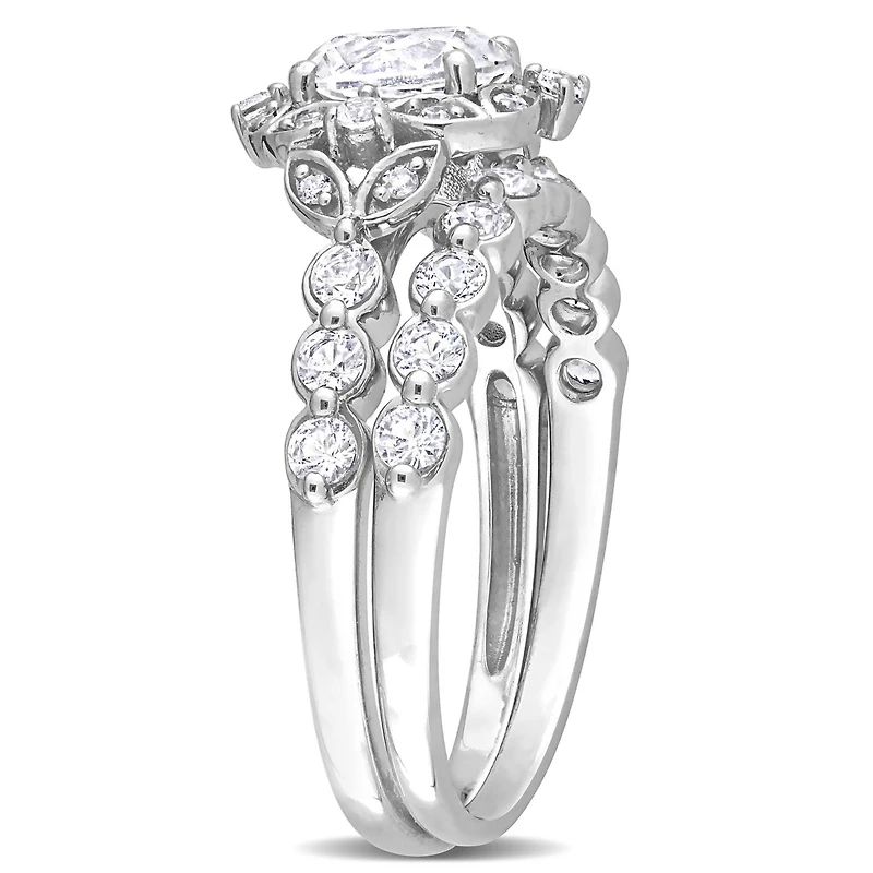 Julianna B 10K White Gold Created Sapphire and Diamond Bridal Set