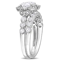 Julianna B 10K White Gold Created Sapphire and Diamond Bridal Set