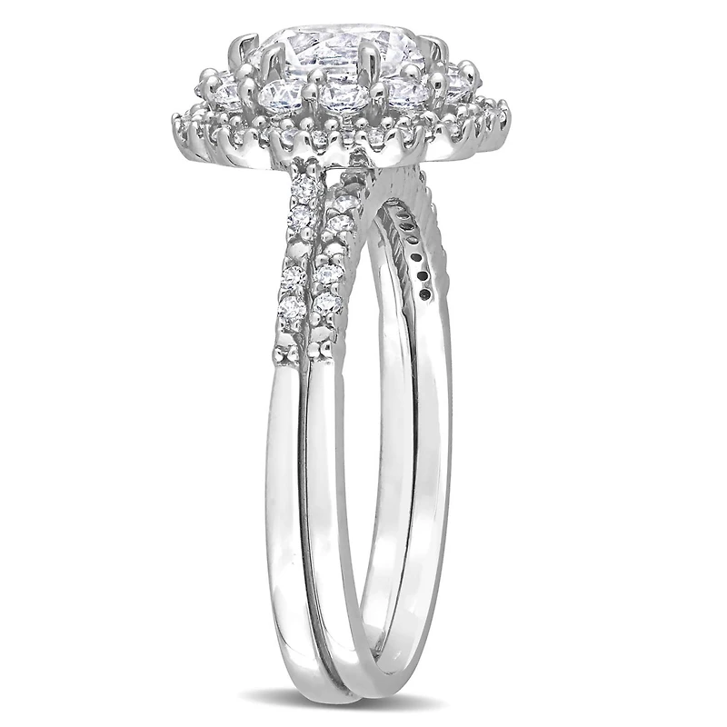 Julianna B 10K White Gold Created Sapphire and Diamond Bridal Set