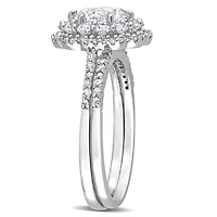 Julianna B 10K White Gold Created Sapphire and Diamond Bridal Set