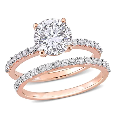 Julianna B 10K Rose Gold Created White Sapphire Bridal Set