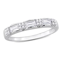 Julianna B 10K White Gold Created Sapphire and Diamond Eternity Ring