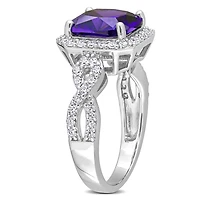 Julianna B Sterling Silver Purple and White Cubic Zirconia Ring