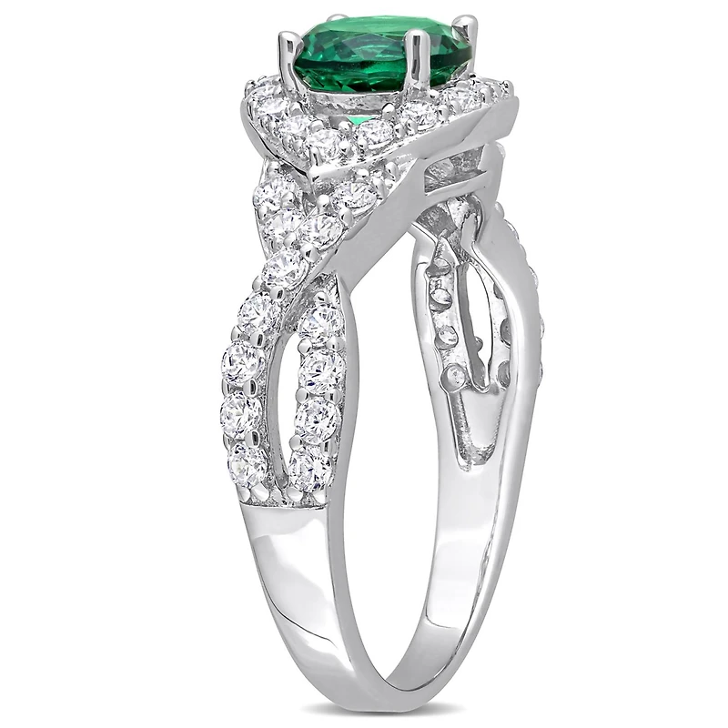 Julianna B Sterling Silver Green and White Cubic Zirconia Ring