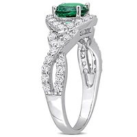 Julianna B Sterling Silver Green and White Cubic Zirconia Ring
