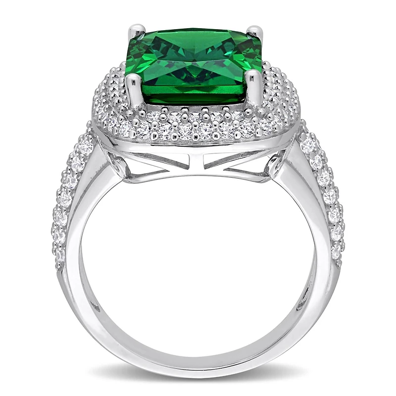 Julianna B Sterling Silver Green and White Cubic Zirconia Ring