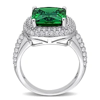 Julianna B Sterling Silver Green and White Cubic Zirconia Ring