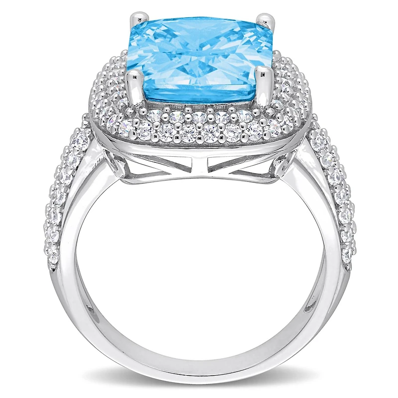 Julianna B Sterling Silver Blue and White Cubic Zirconia Ring