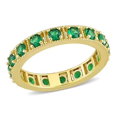 Julianna B Sterling Silver Yellow Plated Green Cubic Zirconia Eternity Band