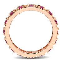 Julianna B Sterling Silver Rose Plated Pink Cubic Zirconia Eternity Band