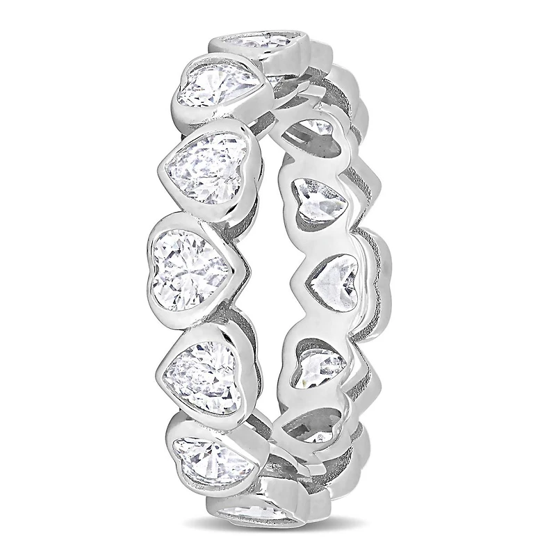 Julianna B Sterling Silver Cubic Zirconia Heart Eternity Band