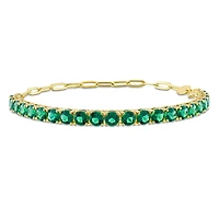 Julianna B Sterling Silver Yellow Plated Green Cubic Zirconia Tennis Bracelet